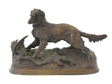 ANTIQUE BRONZE DOG SCULPTURE BY PIERRE JULES MENE