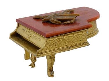 ANTIQUE BRONZE PLATED GRAND PIANO MUSIC TRINKET BOX