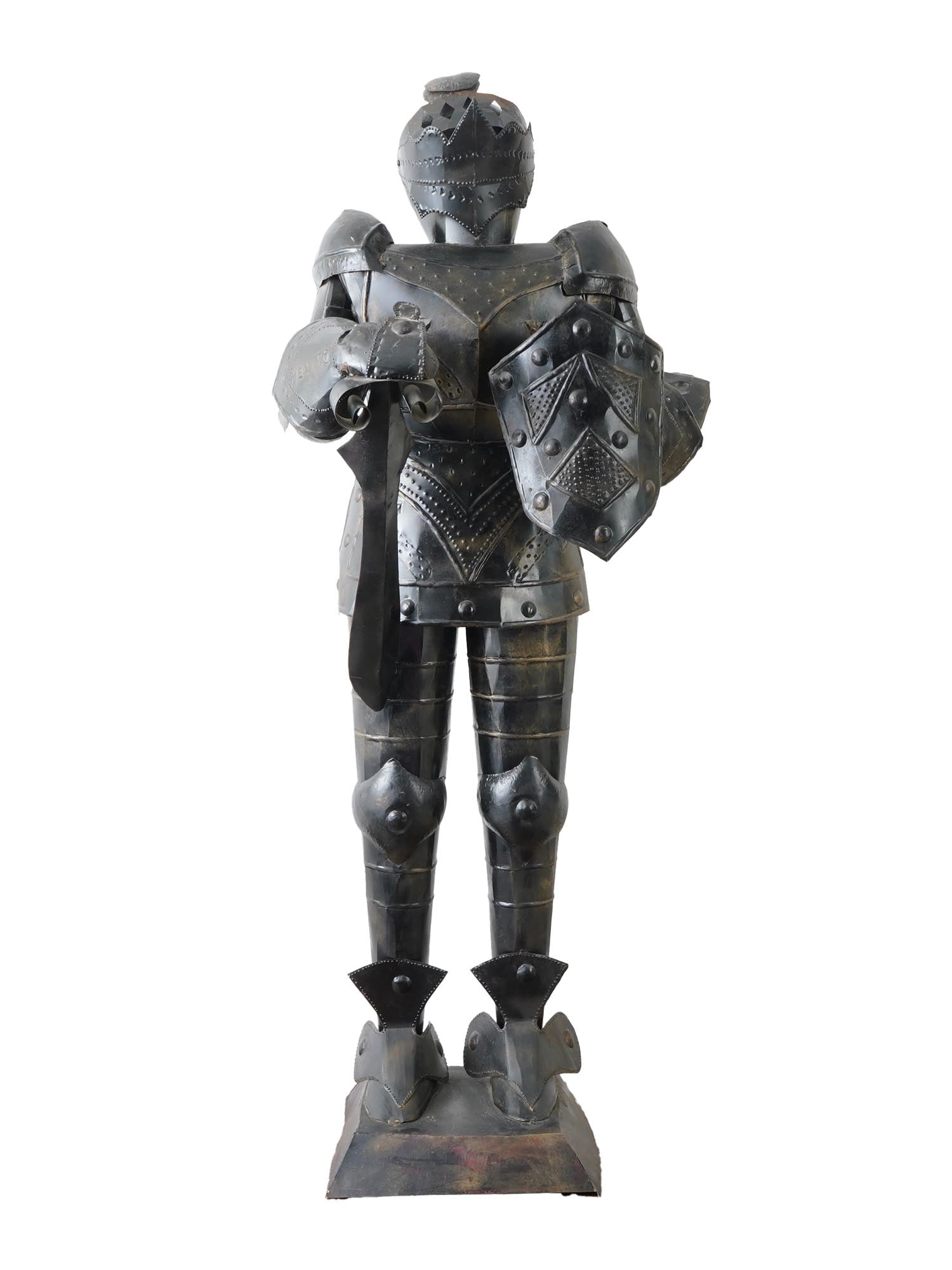 LARGE VINTAGE METAL ARMOR KNIGHT SCULPTURE (1 of 9)