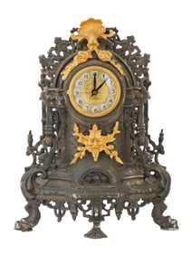 ANTIQUE FRANZ HERMLE LOUIS XV STYLE BRONZE MANTEL CLOCK