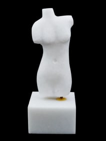 VINTAGE MINIATURE MARBLE SCULPTURE FEMALE TORSO