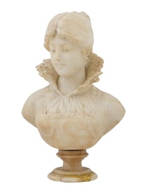 ATTR TO JEAN CARPEAUX FRENCH CARVED MARBLE FEMALE BUST