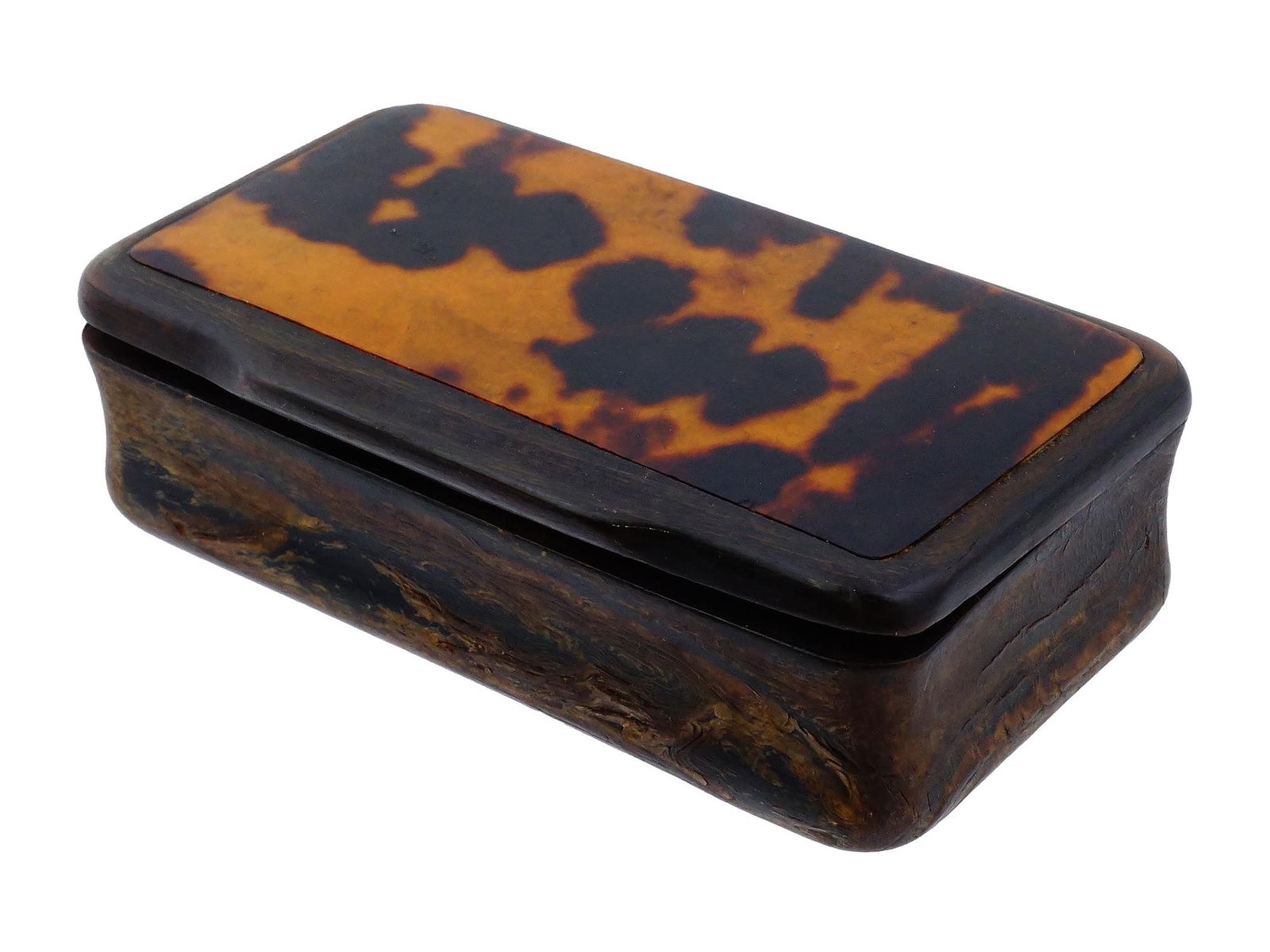 ANTIQUE RECTANGULAR SNUFF BOX MADE OF HORN C 1900 (1 of 9)