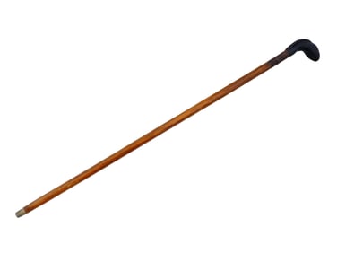 VINTAGE WALKING CANE WITH A CARVED COBRA HEAD HANDLE
