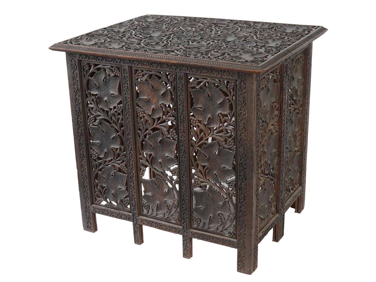 ANTIQUE ANGLO INDIAN CARVED WOOD FOLDING TABLE (1 of 12)