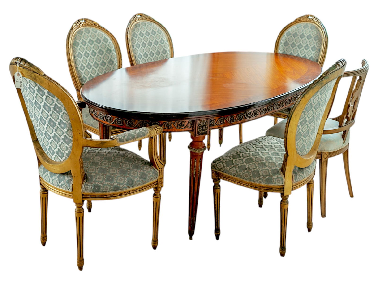 ANTIQUE DINING SET WITH OVAL TABLE AND SIX CHAIRS (1 of 16)
