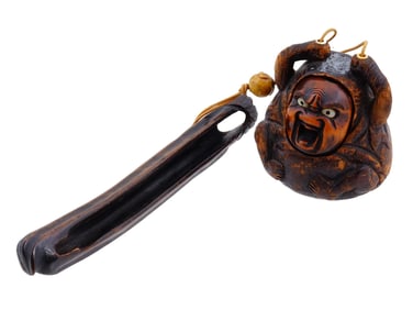 ANTIQUE MEIJI JAPANESE CARVED WOOD TOBACCO PIPE HOLDER