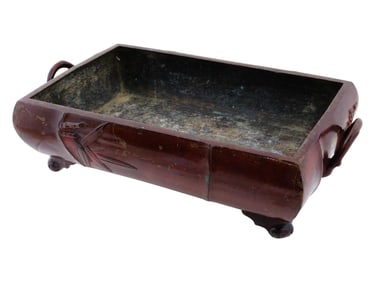EARLY 20TH C JAPANESE BRONZE BAMBOO STYLE PLANTER