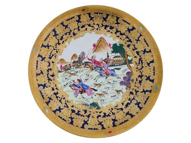 CHINESE HAND-PAINTED HUNTING SCENE PLATE FOR THE EUROPEAN MARKET
