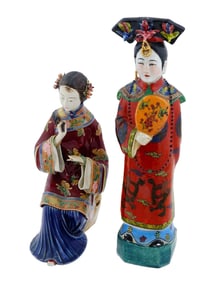 VINTAGE CHINESE PORCELAIN EMPRESS AND MAIDEN FIGURES