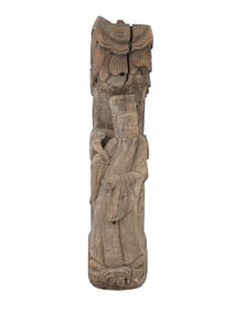 18TH C KOREAN HAND CARVED WOOD HERMIT SAINT FIGURE