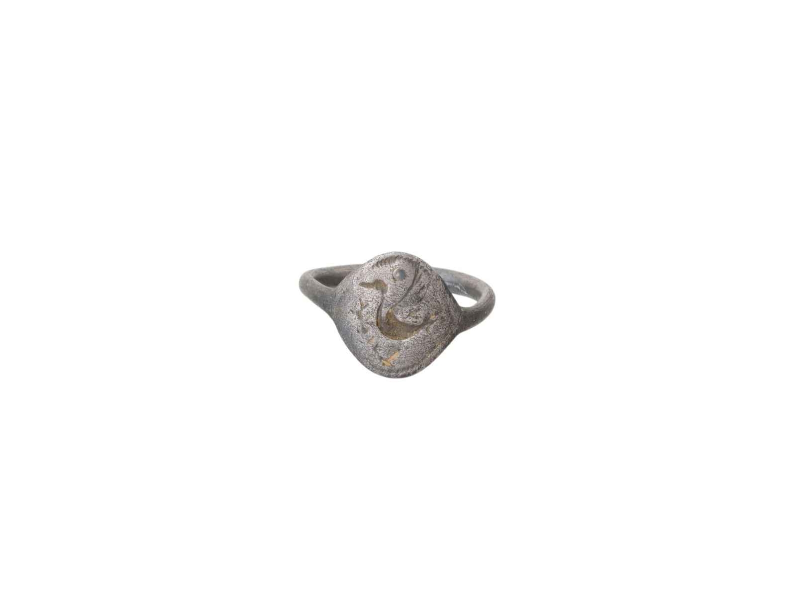 ANCIENT ROMAN SILVER RING ENGRAVED W BIRD 100 TO 300 AD (1 of 4)