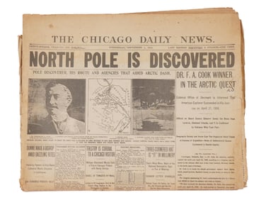 CHICAGO DAILY NEWS ISSUE 1909 NORTH POLE DISCOVERY