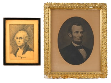 PORTRAITS OF ABRAHAM LINCOLN AND GEORGE WASHINGTON