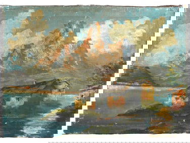 MID CENTURY OIL LANDSCAPE PAINTING SIGNED