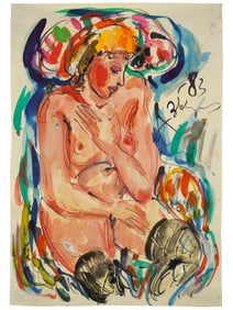 ATTR TO ANATOLY ZVEREV RUSSIAN MIXED MEDIA PAINTING