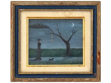 AMERICAN SCHOOL MAGICAL REALISM OIL PAINTING SIGNED