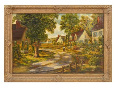 HUNGARIAN RURAL OIL PAINTING SIGNED NANDOR KATONA