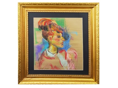 AFTER FRIDA KAHLO FEMALE PORTRAIT PASTEL PAINTING
