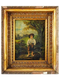 AFTER EASTMAN JOHNSON OIL PAINTING BAREFOOT BOY