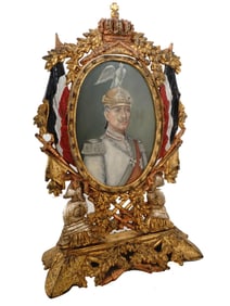 ANTIQUE PORTRAIT KAISER WILHELM IN ROTATING FRAME