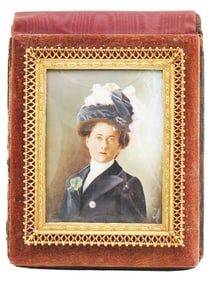 ANTIQUE MINIATURE ENAMEL PAINTING FEMALE PORTRAIT