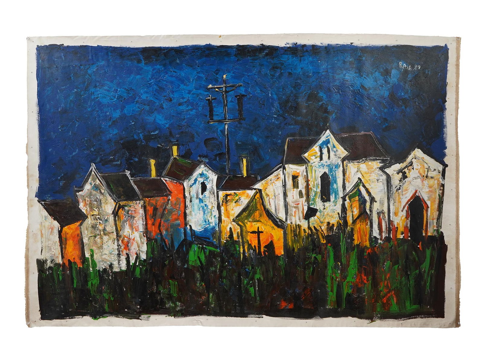 AFTER SH RAZA INDIAN LANDSCAPE PAINTING WITH COA (1 of 5)