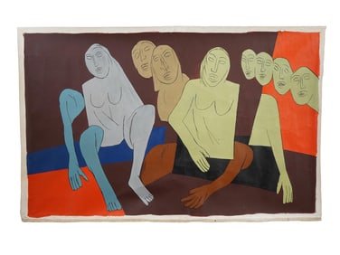 AFTER TYEB MEHTA INDIAN OIL PAINTING WITH COA