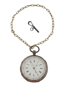 ANTIQUE BRITISH SILVER CHRONOGRAPH POCKET WATCH