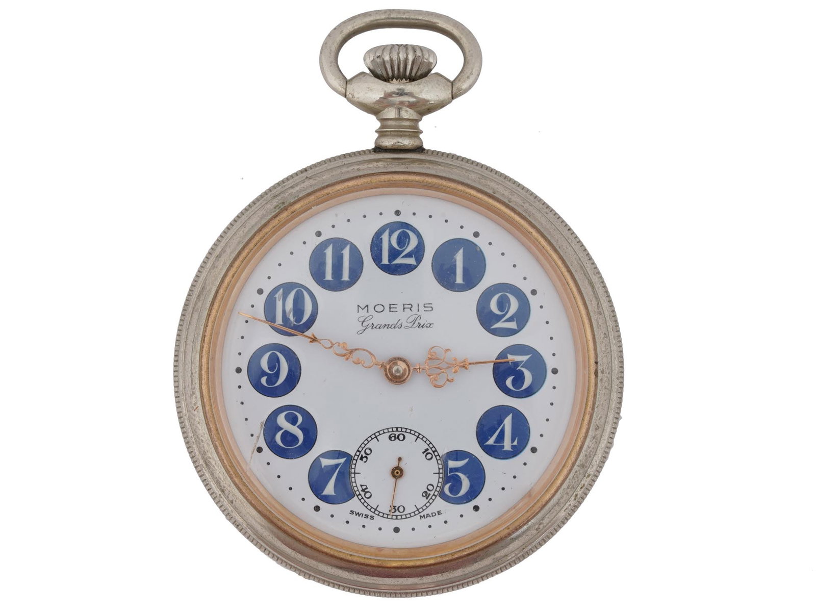 SWISS MADE MOERIS GRAND PRIX SILVER POCKET WATCH (1 of 5)