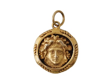 1900 AD ANTIQUE ROMAN GOLD OVER SILVER MEDUSA PENDANT