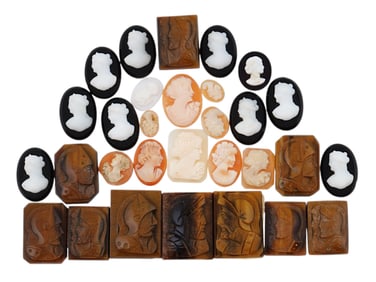 COLLECTION OF ANTIQUE HAND CARVED CAMEOS