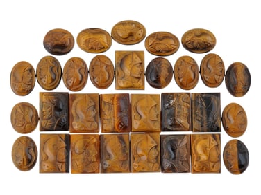 COLLECTION OF HAND CARVED STONE CAMEO MEDALLIONS