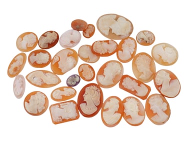 COLLECTION OF HAND CARVED SHELL CAMEO MEDALLIONS