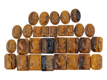 COLLECTION OF HAND CARVED STONE CAMEO MEDALLIONS