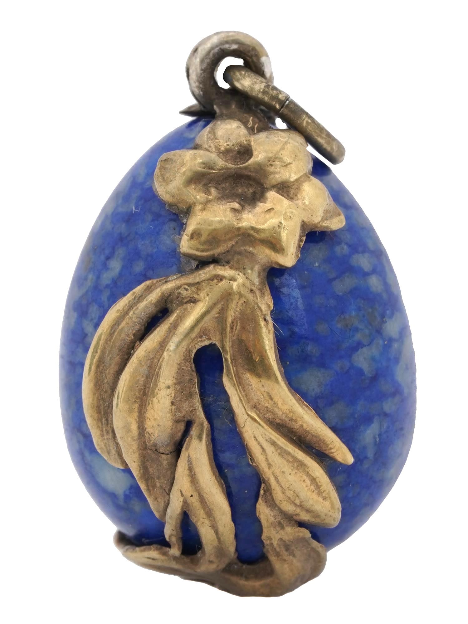 RUSSIAN LAPIS LAZULI AND GILT SILVER EGG PENDANT (1 of 7)