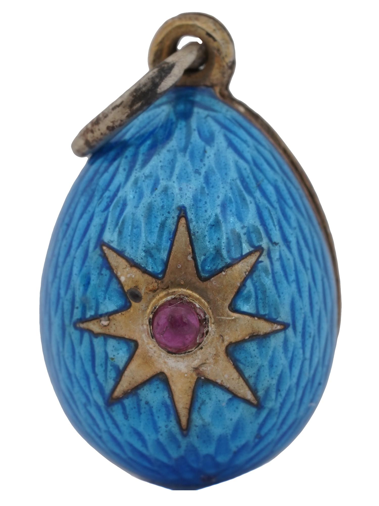 RUSSIAN SILVER GILT GUILLOCHE ENAMEL EGG PENDANT (1 of 6)