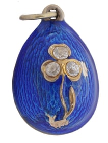 RUSSIAN SILVER DIAMONDS ENAMEL EASTER EGG PENDANT