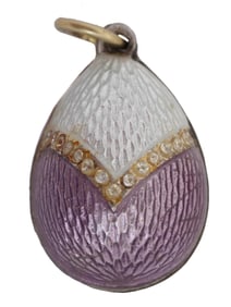RUSSIAN SILVER DIAMONDS ENAMEL EASTER EGG PENDANT