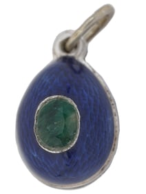 RUSSIAN SILVER ENAMEL LOCKET EASTER EGG PENDANT