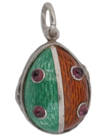 RUSSIAN SILVER ENAMEL LOCKET EASTER EGG PENDANT