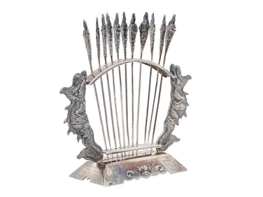 MID CENTURY SILVER DRAGON CANAPE SET WITH SKEWERS