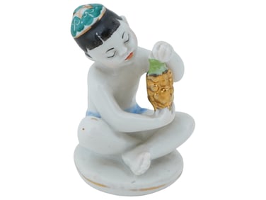 RUSSIAN SOVIET ERA PORCELAIN FIGURE BOY WITH GRAPES