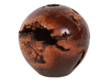 TURNED WALNUT BURL WOOD VASE BY MEL LINDQUIST