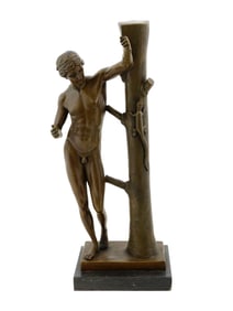 AFTER GIOVANNI NISINI BRONZE SCULPTURE NUDE MALE FIGURE