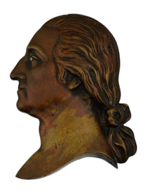 ANTIQUE CAST BRONZE PLAQUE BUST OF GEORGE WASHINGTON