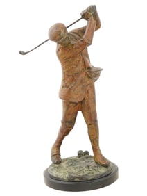 SPANISH GOLFER BRONZE SCULPTURE AFTER JUAN CLARA