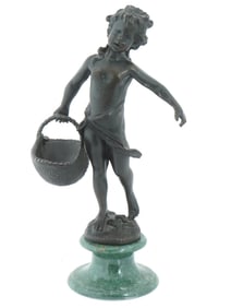 FRENCH CHILD BRONZE SCULPTURE BY SUZANNE BIZARD