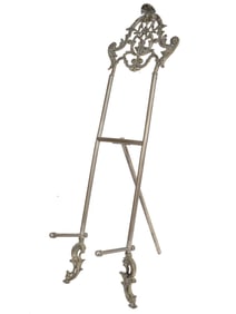 ANTIQUE METAL TABLE EASEL STAND WITH FOLDING LEG