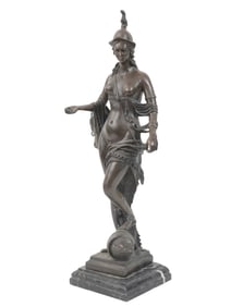HUNTING GODDESS DIANA BRONZE FIGURE AFTER GERHARD